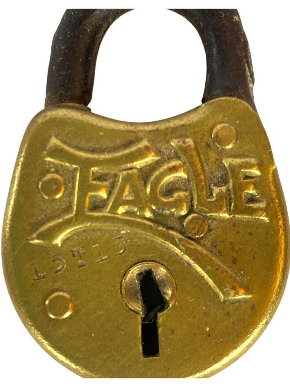 Vintage Eagle Lock Padlock Brass Steel Gold Tone 2" x 1" - Picture 2 of 4